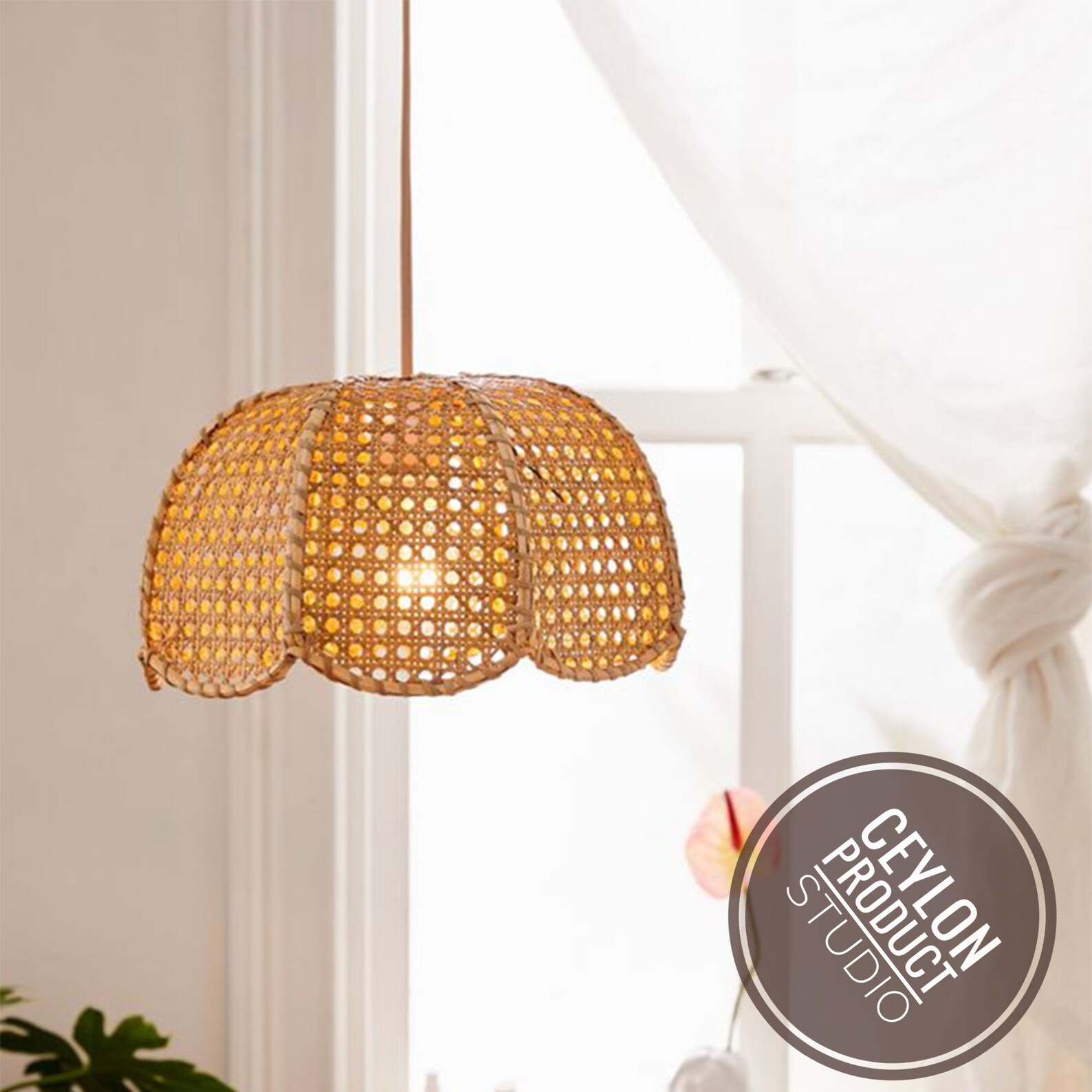 Cane Handmade Rattan Lampshade / Wicker Pendant Light / Etsy
