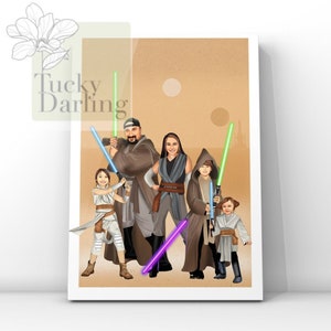 STAR WARS inspired custom Jedi family portrait, DIGITAL, pdf