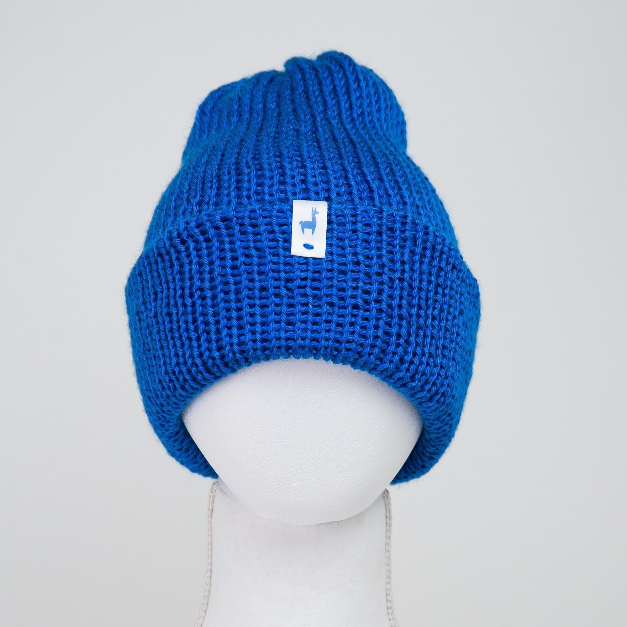 Royal Blue Knitted Beanie Winter Apparel LLASI Brand Cuff 