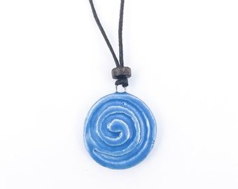 Circle Ceramic Necklace, Ceramic Pendant Necklace, Handmade Pendant Necklace, Unique Gift, Gift for Her, Valentines Day Gift, Christmas Gift