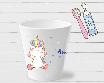 Personalized toothbrush cups: Unicorn toothbrush cup, kindergarten cup with name, daycare cup, unicorn cup