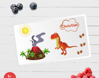 Breakfast board personalized dinosaur, camping breakfast board with name for children