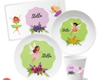 Children's tableware with name: Fairy - personalized baptism gift, communion or birthday gift, Easter gift for girls