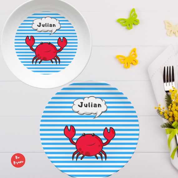 Personalized Children's Tableware Crab Etsy UK