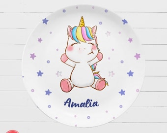 Unicorn children's plate: personalized plates with names - personalized Easter gift for children & babies