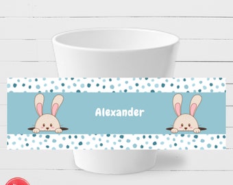 Toothbrush cup for children personalized: rabbit, blue - toothbrush cup, kindergarten cup with name, daycare cup, Easter bunny cup