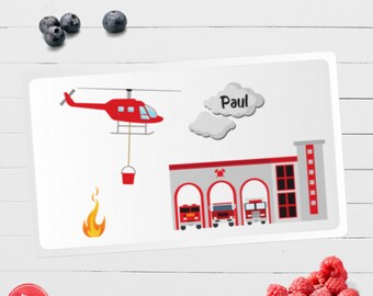 Breakfast board personalized fire brigade - personalized christening gift for boys, gift for birth or first birthday