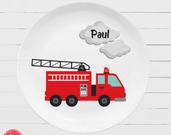 Children's plate fire brigade personalized - gift for boys with name