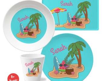 Children's tableware with name: Watermelon - personalized baptism gift, first communion gift, camping tableware, summer gift for children