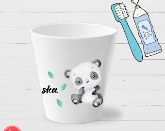 Personalized toothbrush cup: Panda - toothbrush cup, kindergarten cup with name, daycare cup