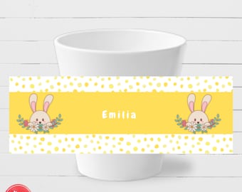 Toothbrush cup for children personalized: rabbit, yellow - toothbrush cup, kindergarten cup with name