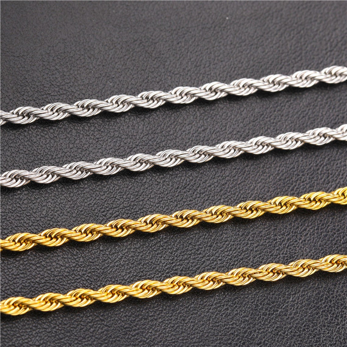 5Pcs Stainless Steel 14k Gold Plated Rope Chain Necklace Etsy