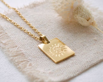 SUN & MOON Pendant Necklace, Gold-Plated Stainless Steel, Celestial Gold Charm Jewellery, Magickal Gift, Hypoallergenic Jewelry