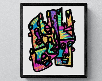 Neon Art Print, Vibrant Art Print, Unique Wall Art, Art by Queer Artist, Stoner Art, Cool Artwork for Bedroom, Funky Art Print