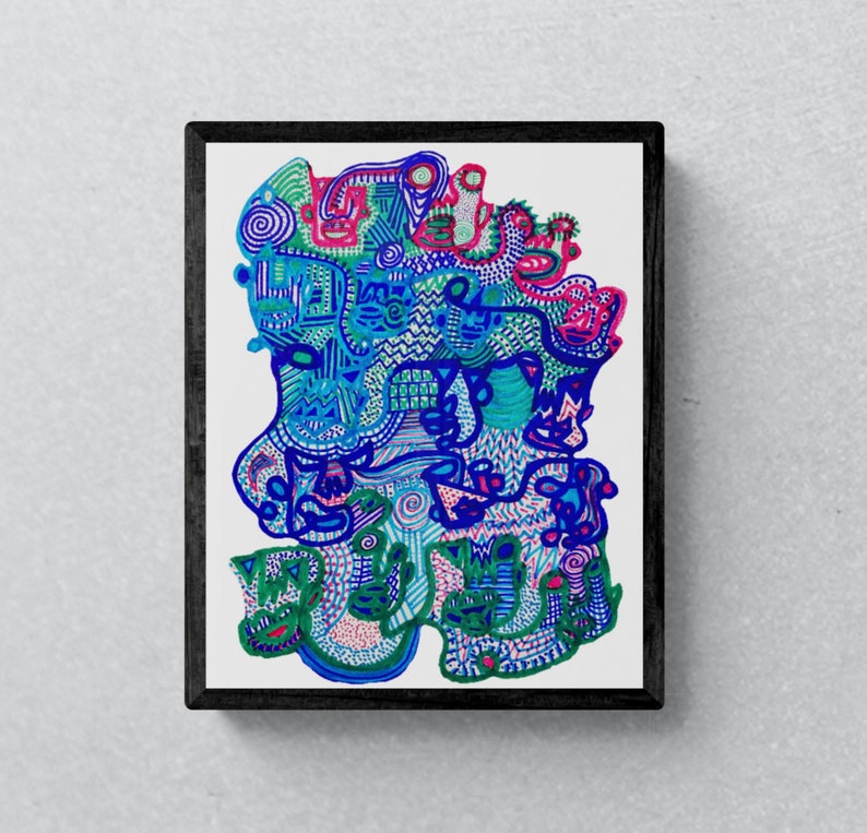Colorful Abstract Wall Art, Abstract Face Art, Home Decor Art Print, Dorm Wall Decor, Home Office Wall Art, Modern Wall Art, Trendy Wall Art image 1