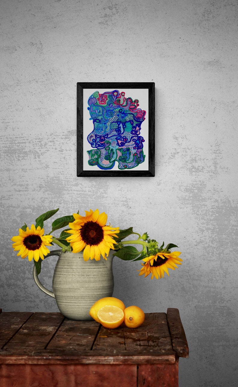 Colorful Abstract Wall Art, Abstract Face Art, Home Decor Art Print, Dorm Wall Decor, Home Office Wall Art, Modern Wall Art, Trendy Wall Art image 8