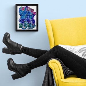 Colorful Abstract Wall Art, Abstract Face Art, Home Decor Art Print, Dorm Wall Decor, Home Office Wall Art, Modern Wall Art, Trendy Wall Art image 2