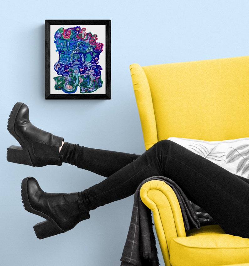 Colorful Abstract Wall Art, Abstract Face Art, Home Decor Art Print, Dorm Wall Decor, Home Office Wall Art, Modern Wall Art, Trendy Wall Art image 2