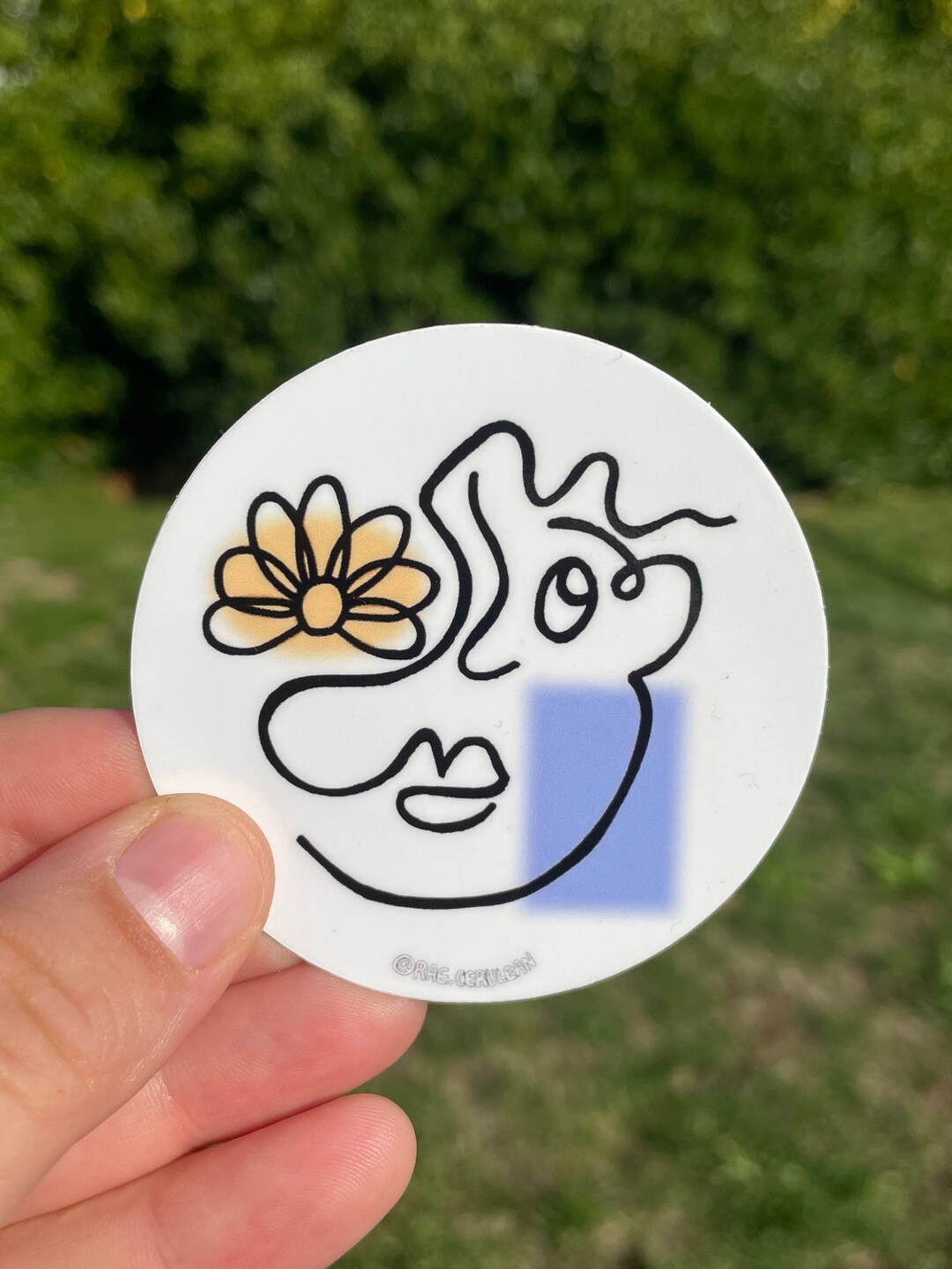 Minimalist Face Vinyl Sticker, Waterproof Line Drawing Sticker, Round ...