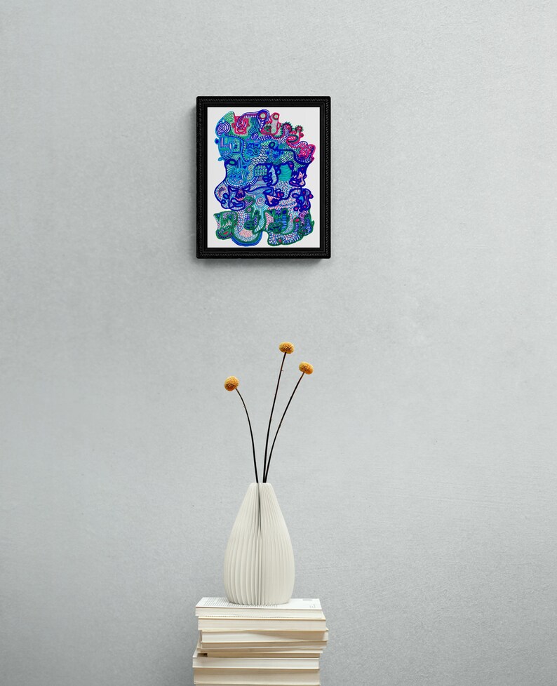 Colorful Abstract Wall Art, Abstract Face Art, Home Decor Art Print, Dorm Wall Decor, Home Office Wall Art, Modern Wall Art, Trendy Wall Art image 7