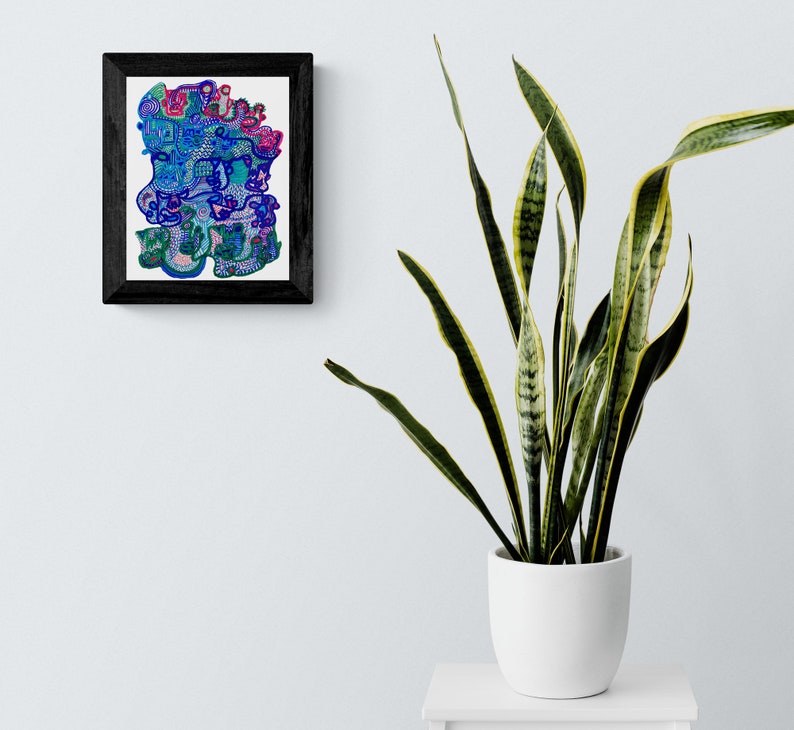 Colorful Abstract Wall Art, Abstract Face Art, Home Decor Art Print, Dorm Wall Decor, Home Office Wall Art, Modern Wall Art, Trendy Wall Art image 5