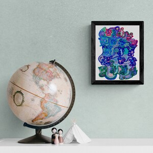 Colorful Abstract Wall Art, Abstract Face Art, Home Decor Art Print, Dorm Wall Decor, Home Office Wall Art, Modern Wall Art, Trendy Wall Art image 3