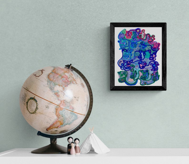 Colorful Abstract Wall Art, Abstract Face Art, Home Decor Art Print, Dorm Wall Decor, Home Office Wall Art, Modern Wall Art, Trendy Wall Art image 3