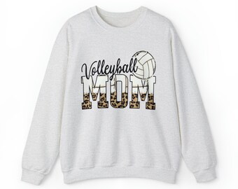 Volleyball Mom Sweatshirt Gift Fun Animal Print Team Game Unisex Heavy Blend™ Crewneck Sweatshirt