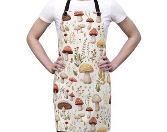 Mushroom Apron Whimsical Mushroom Cottage Core Apron Grilling BBQ Gift Dad Gift Mom Gift Christmas Apron Fun Gift Cook Gift Apron