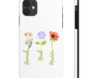 Customized Phone Case Birth Month Flower Name Christmas Sentimental Grandmother Mom Gift Tough Phone Cases