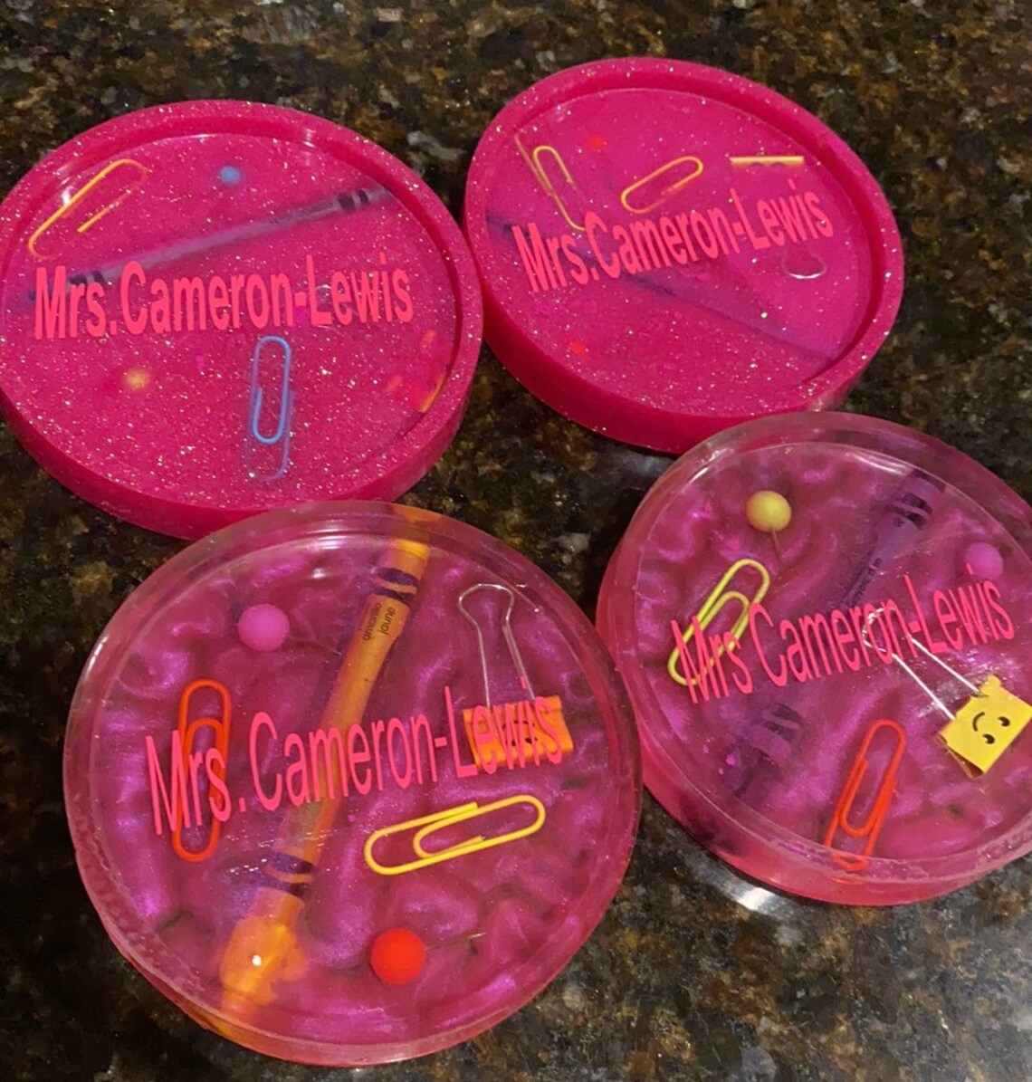 Personalized Resin Teacher Coasters Etsy