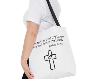 Christian Tote Bag As For Me and My House, We Will Serve the Lord Joshua 24:15 Christian Gift Pastor Gift Minister Gift Christmas Tote