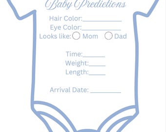 Baby Predictions Baby Shower Fun Activity Boy Girl Shower Guess Weight Hair Color Eye Color Baby Features PDF Fun Sheet For New Parents