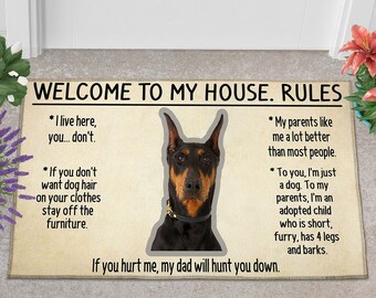 Funny Welcome Doormat Indoor Home Rugs Decor Warning Doberman Door mat 