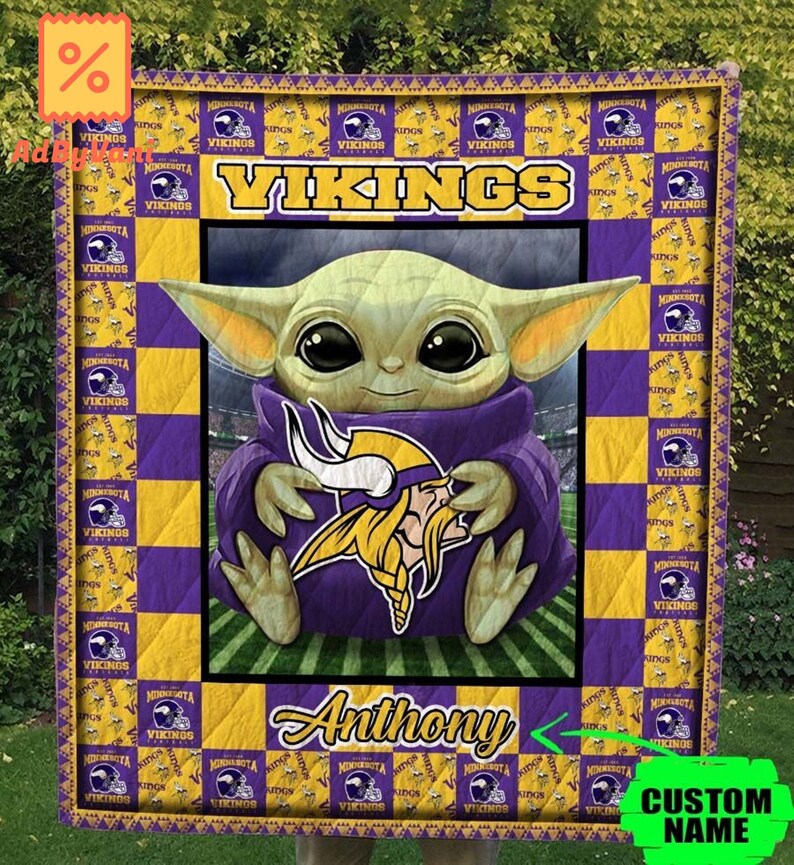 Personalized Custom Name Fleece Blanket Minnesota American Football Team Fleece Blanket Quilt Vikings Football Team Fleece Blanket Quilt