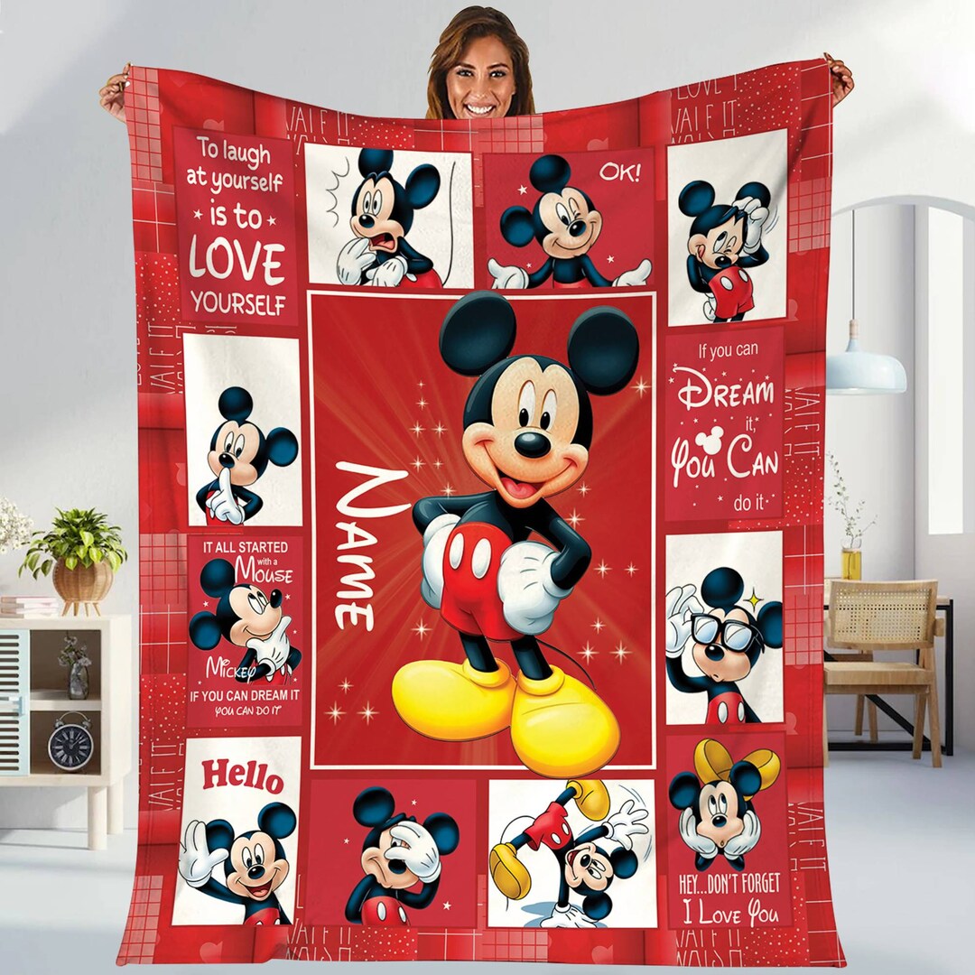 Personalized Mickey Fleece Blanket Custom Mickey and Friends Etsy