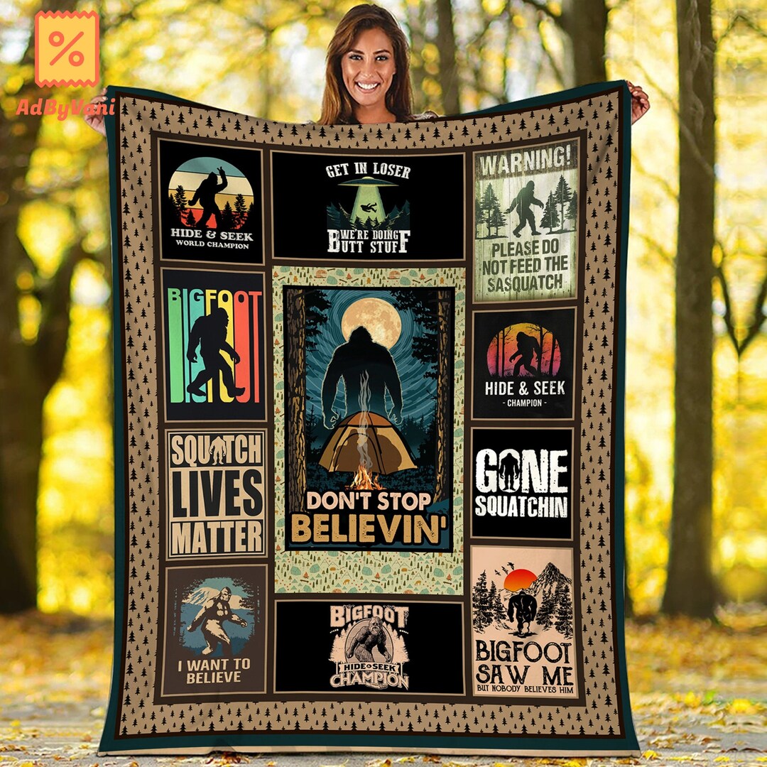 Bigfoot Fleece Blanket Quilt Sasquatch Fleece Blanket Quilt Etsy
