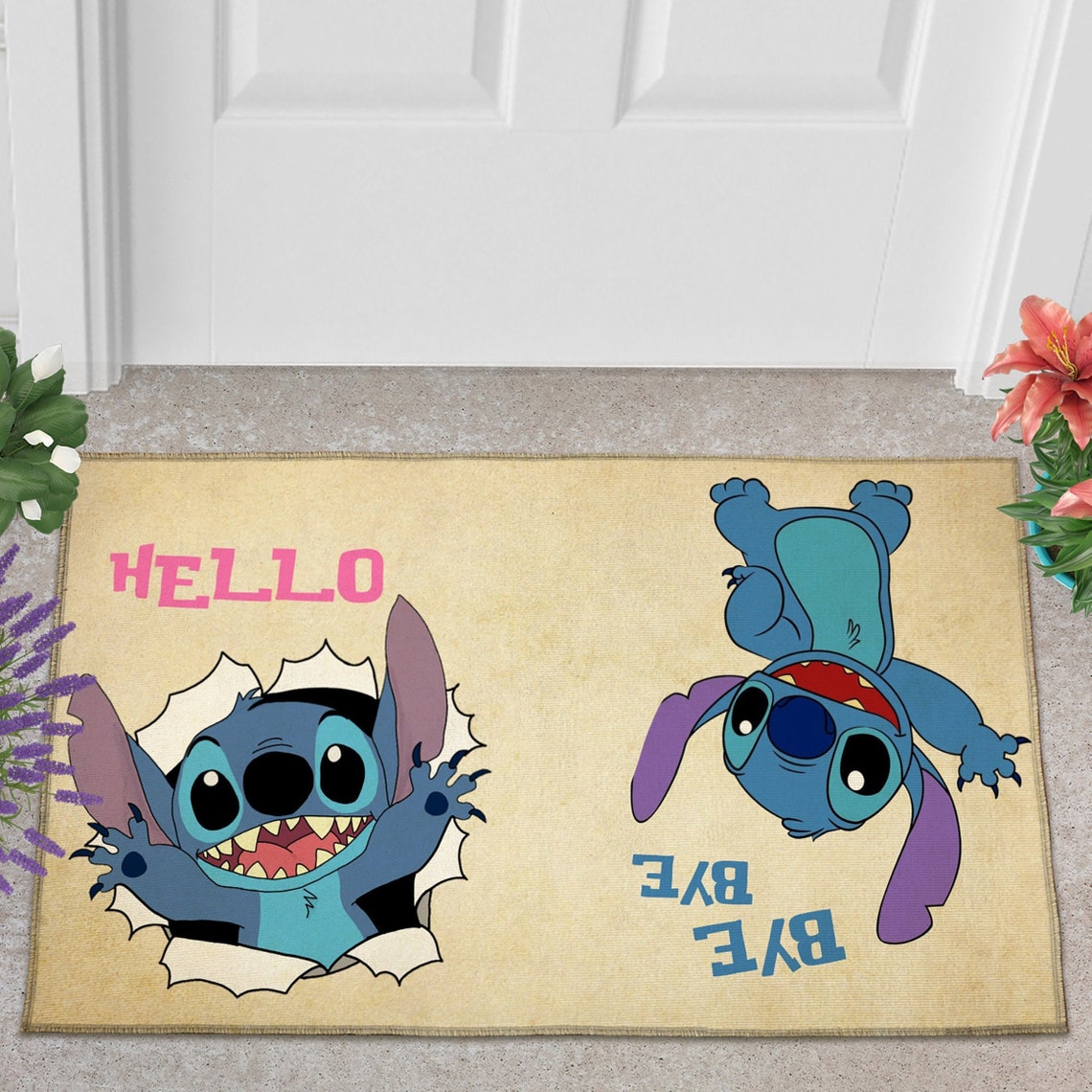 Stitch Doormat Stitch Doormat Stitch Hello Bye Bye Etsy