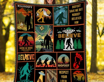 Moon Forest Bigfoot Blankets Large: 60x80in Hide and Seek Mountain Throw Fleece Sherpa Blanket Moon Forest Bigfoot Blankets Large: 60x80in Hide and Seek Mountain Throw Fleece Sherpa Blanket