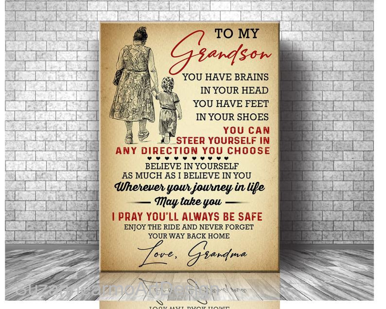 Personalized Canvas Gift For Grandson Birthday Gift Grandson Etsy