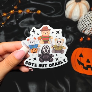 Cute but Deadly Sticker | Horror Sticker | Bear | Halloween Spooky | Decal for Laptop, Kindle, Water Bottle, Canteen | 3 Inch | Weatherproof