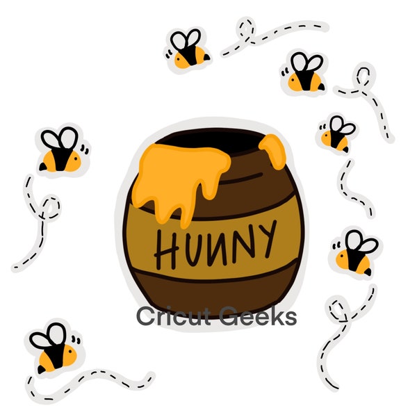 Honey Pot et Bees Winnie the Pooh Print puis Cut Design PNG File