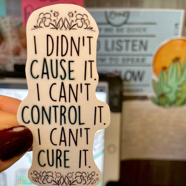 3C’s sticker- cause. Control. Cure. Al-Anon slogan sticker