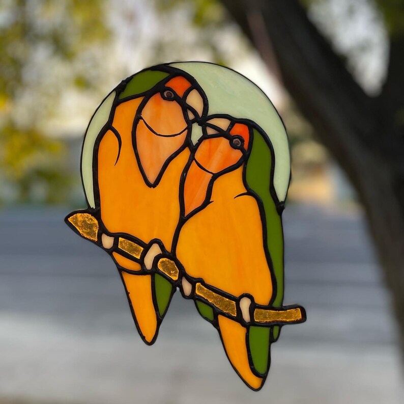 HOBBY. Love Bird Stained Glass Pattern. Digital Download, DIY Stained Glass, Sun Catcher Pattern