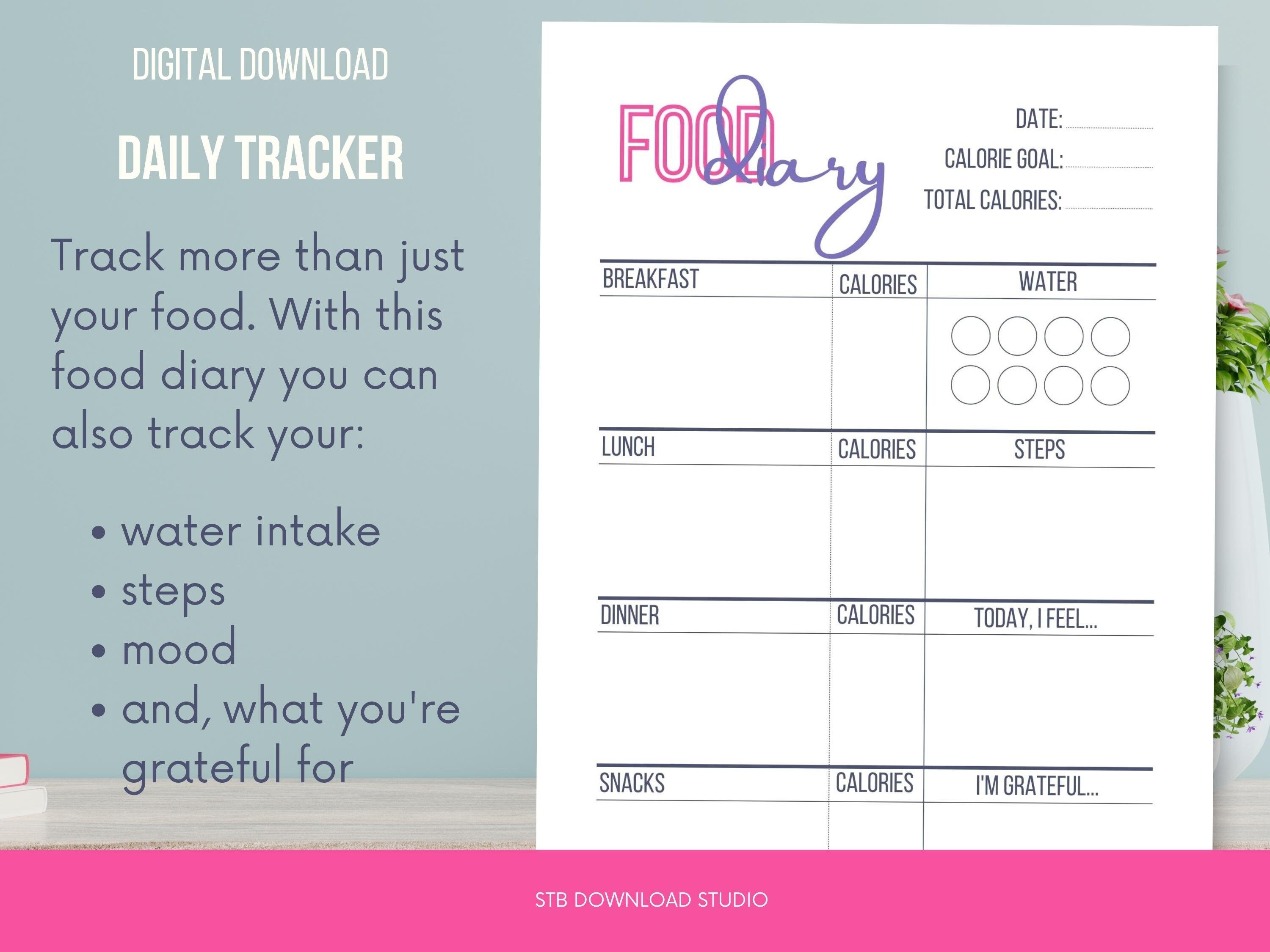 Printable Food Diary A4 A5 Daily Log Digital Download - Etsy