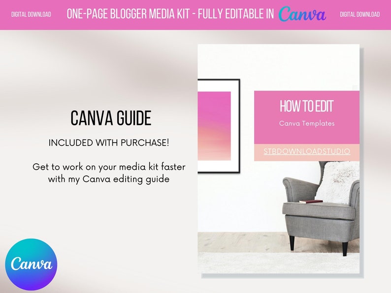 1 Page Media Kit Influencer Blogger Media Kit Canva Template image 3