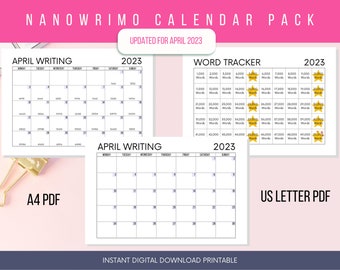 Camp Nanowrimo Printable Word Count Tracking Calendar - Etsy