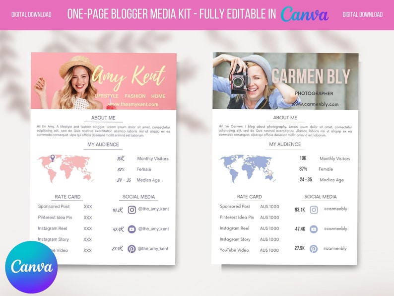 1 Page Media Kit Influencer Blogger Media Kit Canva Template image 4