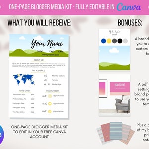 1 Page Media Kit Influencer Blogger Media Kit Canva Template image 5