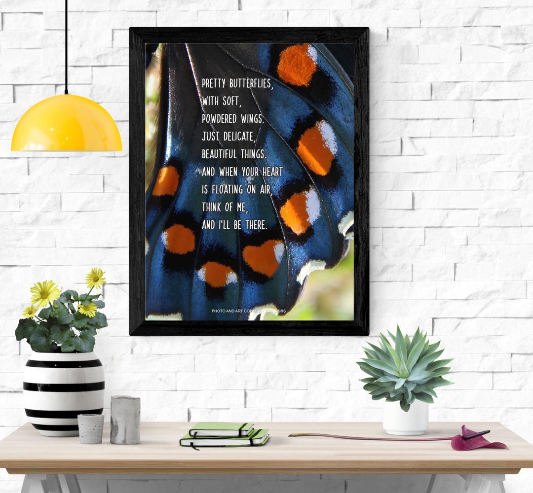 Inspirational Sayings Poster, Butterfly Wings With Love Poem Print